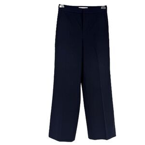 Everlane Trouser Pants Size 0 Wool Blend Navy Blue Wide Leg High Rise Career